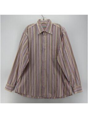 Bullock & Jones Shirt Large Button Up Striped Preppy Pocket USA Made  *